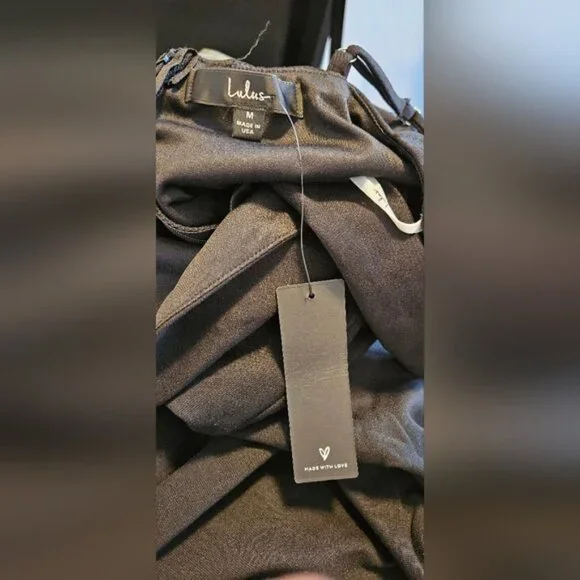 NWT Brand New Lulu's Everything to Me Black Sleeveless Bodycon Midi Dress Size M - Picture 4 of 4